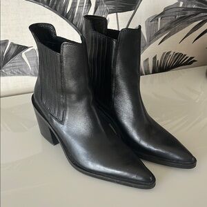 Zara Black Leather Ankle Boots